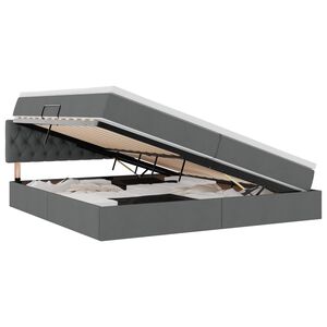 vidaXL Lit avec rangement et matelas Gris fonc&eacute; 200 x 200 cm