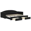 vidaXL Lit de jour avec gigogne et tiroirs sans matelas noir 90x200 cm