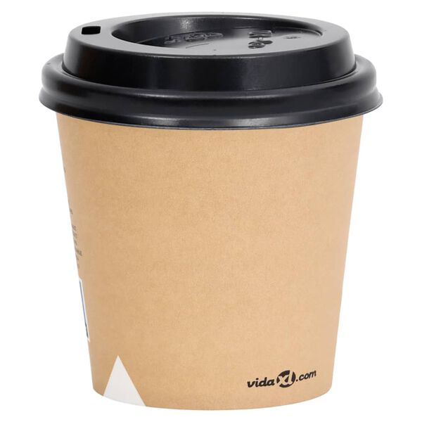 vidaXL Tasses &agrave; caf&eacute; en papier avec couvercles 120 ml 100 pcs Marron