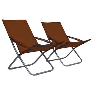 vidaXL Chaises pliantes, lot de 2, tissu marron