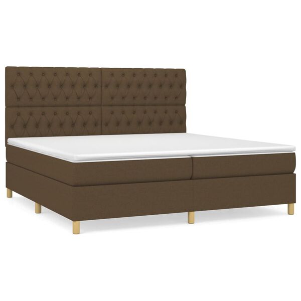 vidaXL Sommier &agrave; lattes de lit avec matelas Marron fonc&eacute; 200x200 cm