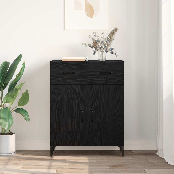 vidaXL Buffet Ch&ecirc;ne noir 69,5 x 34 x 90 cm Bois d'ing&eacute;nierie