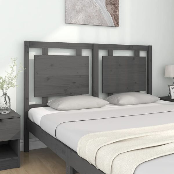 vidaXL Tête de lit Gris 145,5x4x100 cm Bois massif de pin