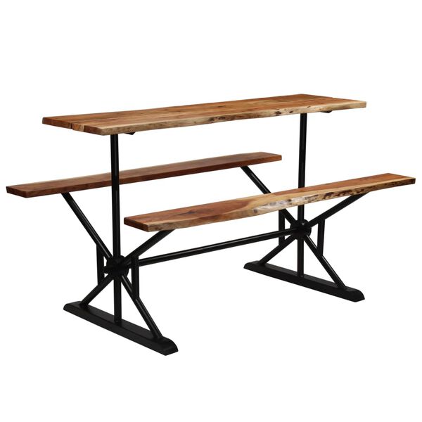 vidaXL Table de bar avec bancs Bois massif d'acacia 180 x 50 x 107 cm