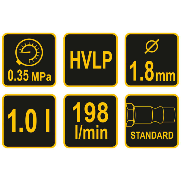 VOREL Pistolet de pulv&eacute;risation HVLP avec godet &agrave; liquide 1000 ml