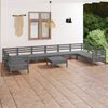 vidaXL Salon de jardin 11 pcs Gris Bois de pin massif