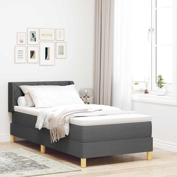vidaXL Lit &agrave; ressorts avec matelas Gris fonc&eacute; 200 x 100 cm Polyester