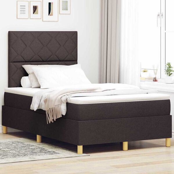 vidaXL Lit &agrave; ressorts avec matelas Marron fonc&eacute; 120 x 200 cm tissu