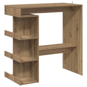 vidaXL Table de bar avec &eacute;tag&egrave;re de rangement ch&ecirc;ne artisanal
