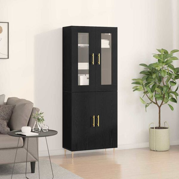 vidaXL Haut Armoire Montage mural 2 pcs Ch&ecirc;ne noir 69,5 x 34 x 180 cm