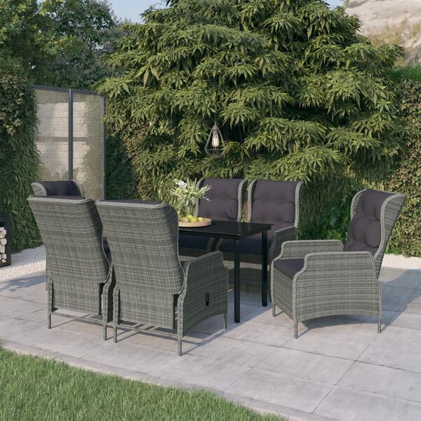 vidaXL Ensemble &agrave; manger de jardin 7 pcs Gris clair