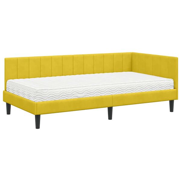 vidaXL Cadre de lit d'angle avec matelas 2 pcs Jaune Velours