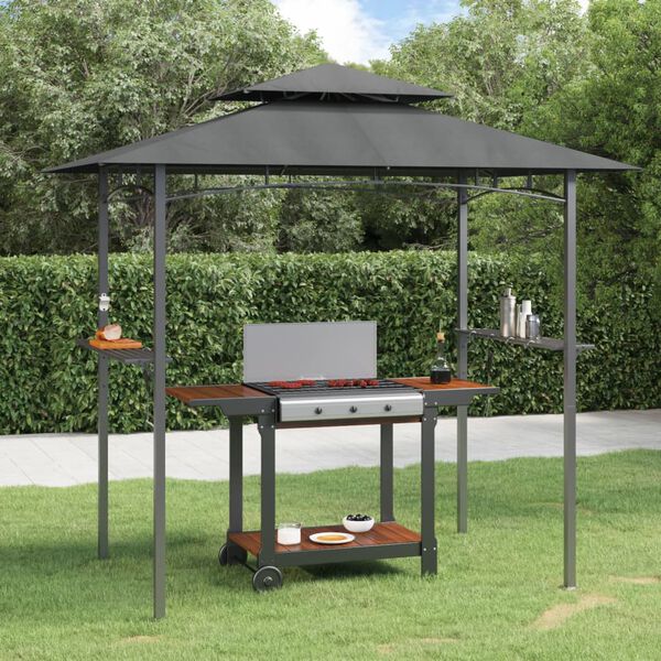 vidaXL Gazebo BBQ et &eacute;tag&egrave;res lat&eacute;rales anthracite 240x150x243cm acier