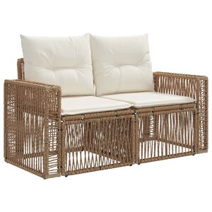 vidaXL Canap&eacute; de jardin 2-Nombre de places Beige polyrotin