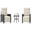 vidaXL Ensemble de bistro 3 pcs avec coussins noir r&eacute;sine tress&eacute;e