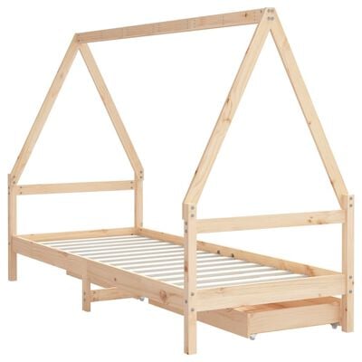 vidaXL Cadre de lit pour enfants gris 80x200 cm bois de pin massif