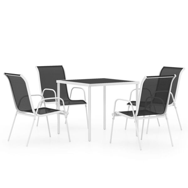 vidaXL Mobilier de salle &agrave; manger d'ext&eacute;rieur 5 pcs Acier Noir