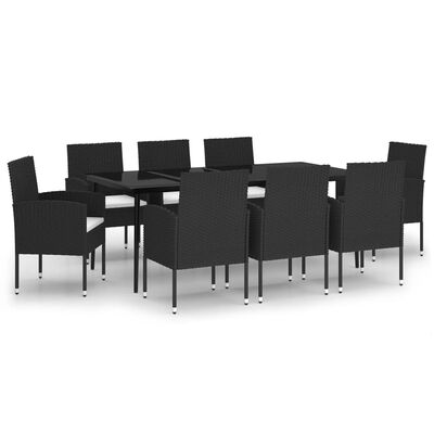 vidaXL Ensemble de salle à manger de jardin 9 pcs Noir