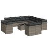 vidaXL Salon de jardin avec coussins 14 pcs gris r&eacute;sine tress&eacute;e