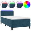 vidaXL Sommier &agrave; lattes de lit avec matelas et LED Bleu fonc&eacute; 90x200cm