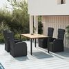 vidaXL Ensemble &agrave; manger de jardin 5pcs Noir Poly rotin et acacia