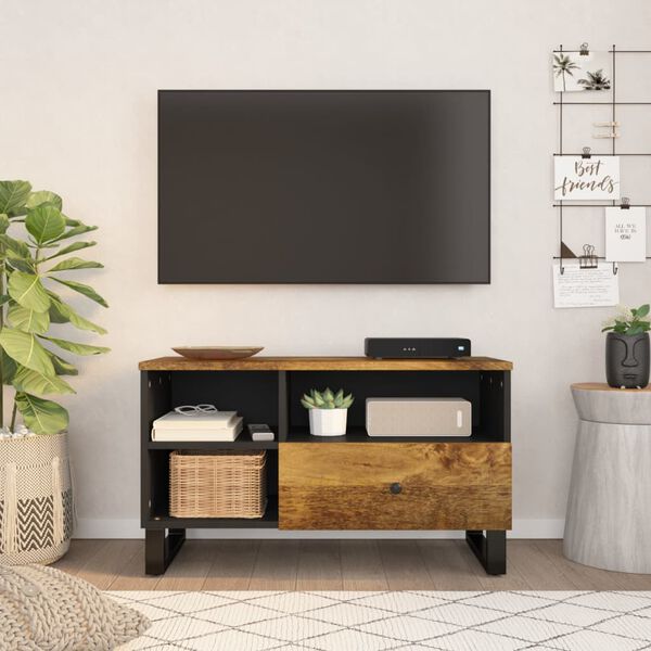 vidaXL Meuble TV 80x33x46 cm bois de manguier et d'ing&eacute;nierie