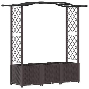 vidaXL Lit &Eacute;lev&eacute; avec Treillis et Toit Marron 164 x 40 x 138 cm PP