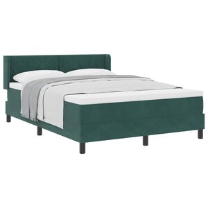 vidaXL Lit &agrave; ressorts avec matelas Vert fonc&eacute; 190 x 140 cm Velours