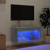 vidaXL Meuble TV avec lumi&egrave;res LED gris b&eacute;ton 60x30x30 cm