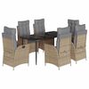 vidaXL Ensemble &agrave; manger de jardin et coussins 7 pcs beige poly rotin