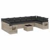 vidaXL Salon de jardin 11 pcs avec coussins gris clair r&eacute;sine tress&eacute;e
