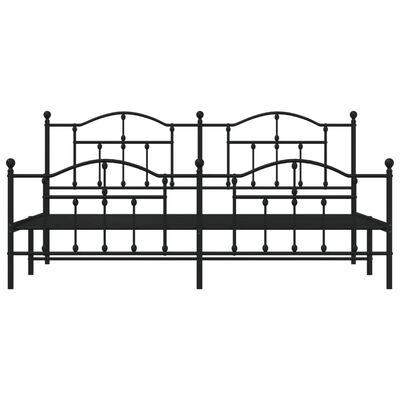 vidaXL Cadre de lit métal sans matelas avec pied de lit noir 200x200cm