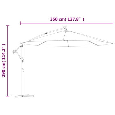 vidaXL Parasol de jardin en porte-à-faux avec lumières LED terre cuite