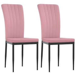 vidaXL Chaises &agrave; manger lot de 2 Rose Velours