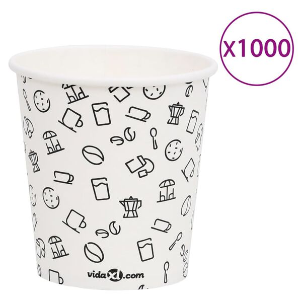 vidaXL Tasses &agrave; caf&eacute; en papier 200 ml 1000 pcs Blanc et noir