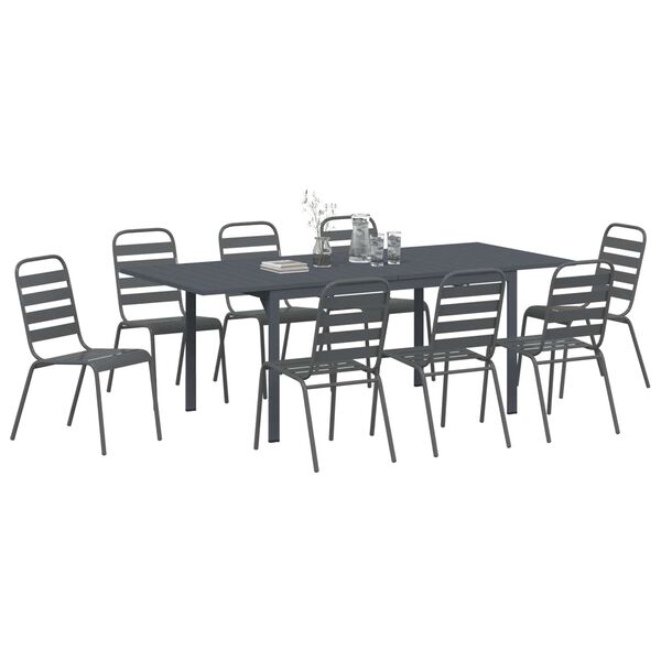 vidaXL Ensemble de salle &agrave; manger pour jardin 9 pcs Anthracite