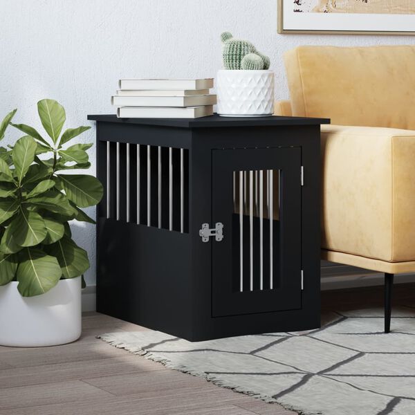 vidaXL Meuble de cage pour chiens noir 45x62x59 cm bois d'ingénierie