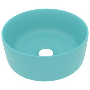vidaXL Lavabo rond de luxe Vert clair mat 40x15 cm C&eacute;ramique