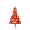 vidaXL Arbre de No&euml;l artificiel pr&eacute;-&eacute;clair&eacute; et boules rouge 180 cm PVC