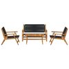vidaXL Chaises de jardin avec table 4 pcs Noir Bois d'acacia massif