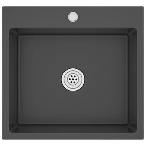 vidaXL &Eacute;vier de cuisine fait main Noir Acier inoxydable
