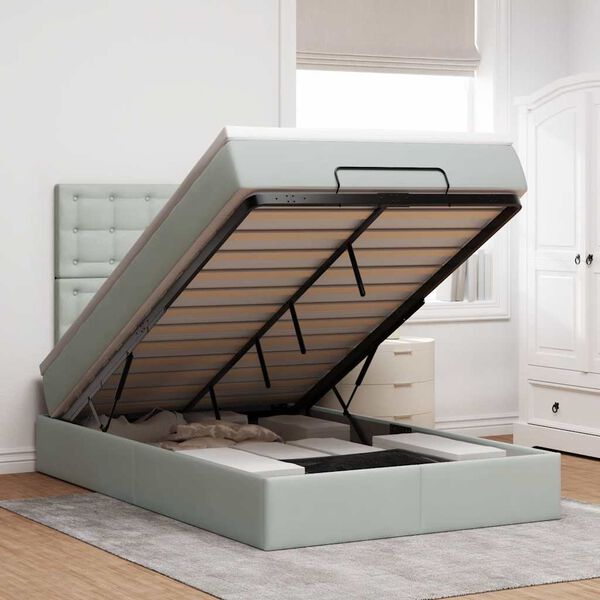 vidaXL Cadre de lit ottoman avec matelas gris clair 120x190 cm velours