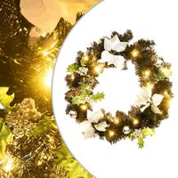 vidaXL Couronne de Noël avec lumières LED Noir 60 cm PVC