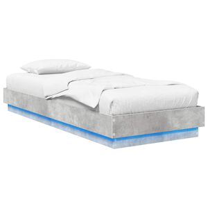 vidaXL Cadre de lit avec LED Gris b&eacute;ton 80 x 200 cm Bois d'ing&eacute;nierie