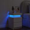 vidaXL Table de chevet avec lumi&egrave;res LED blanc 35x39x55 cm
