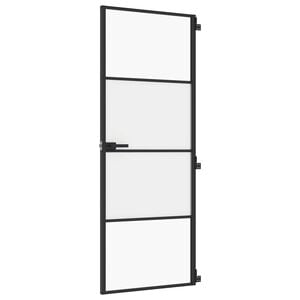 vidaXL Porte int&eacute;rieure mince noir 76x201,5 cm verre tremp&eacute; aluminium
