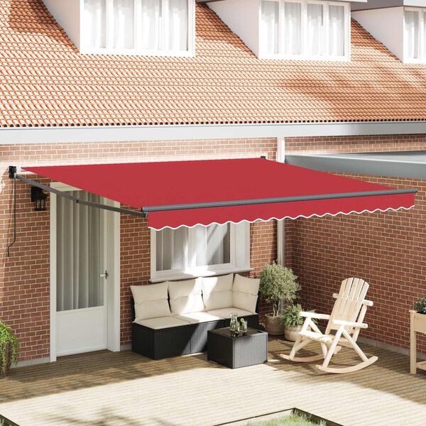 vidaXL Auvent R&eacute;tractable Rouge 400 &times; 300 cm Polyester et Aluminium