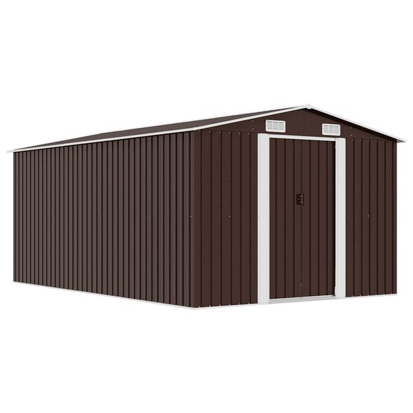vidaXL Abri de jardin 257x392x181 cm M&eacute;tal Marron
