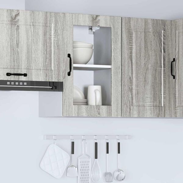 vidaXL Armoire murale de cuisine avec porte en verre Porto sonoma gris