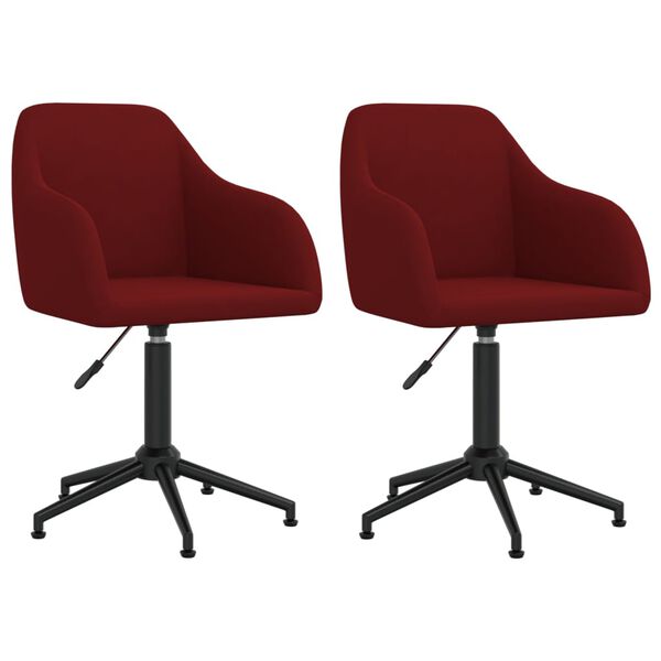 vidaXL Chaises &agrave; manger pivotantes lot de 2 rouge bordeaux velours